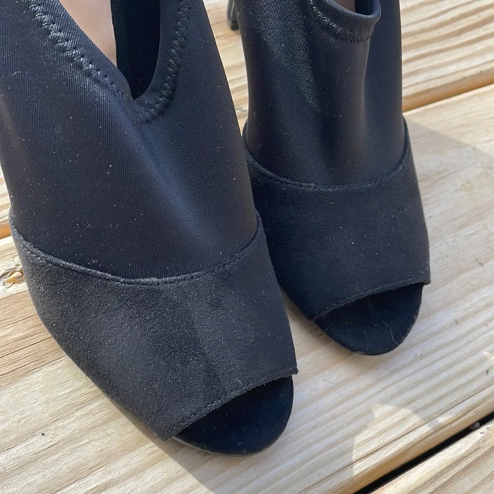 Penny Loves Kenny Freestyle Black Peep Toe Ankle Strap Heels Women’s Size 6